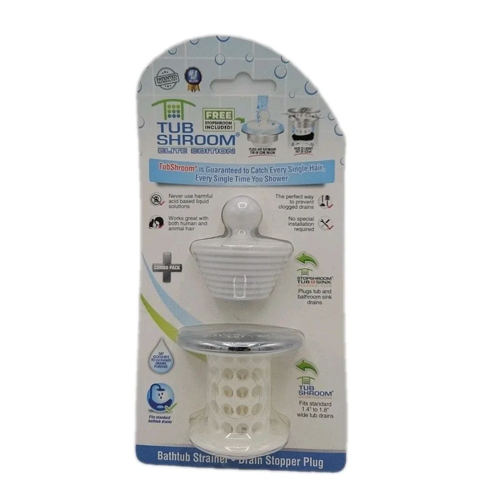 Tub Shroom Elite Edition Bathtub Strainer & StopShroom® Universal Drain Plug